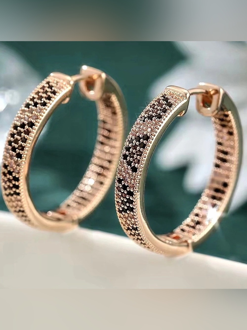 Pavé Hoop Earrings in Gold & Black